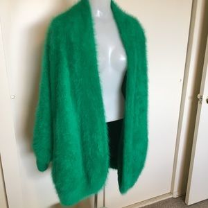 Green furry coat fuzzy